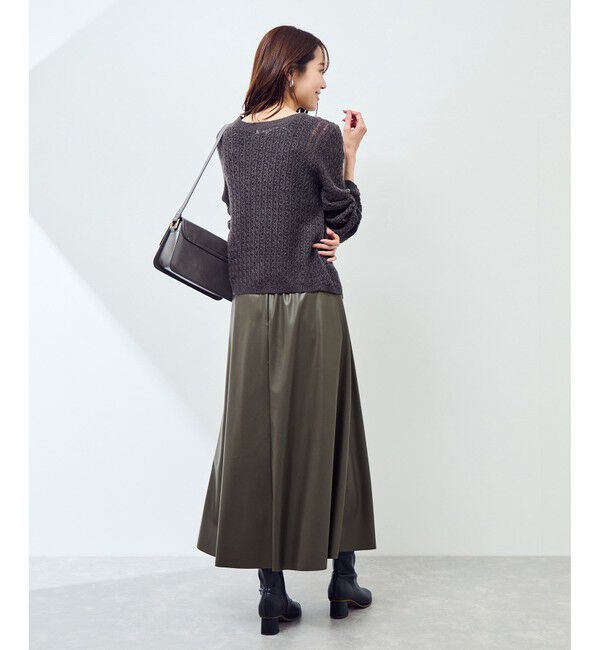 Rope&rsquo;Picnic「シンセティックレザーフレアロングスカート」|スカート|