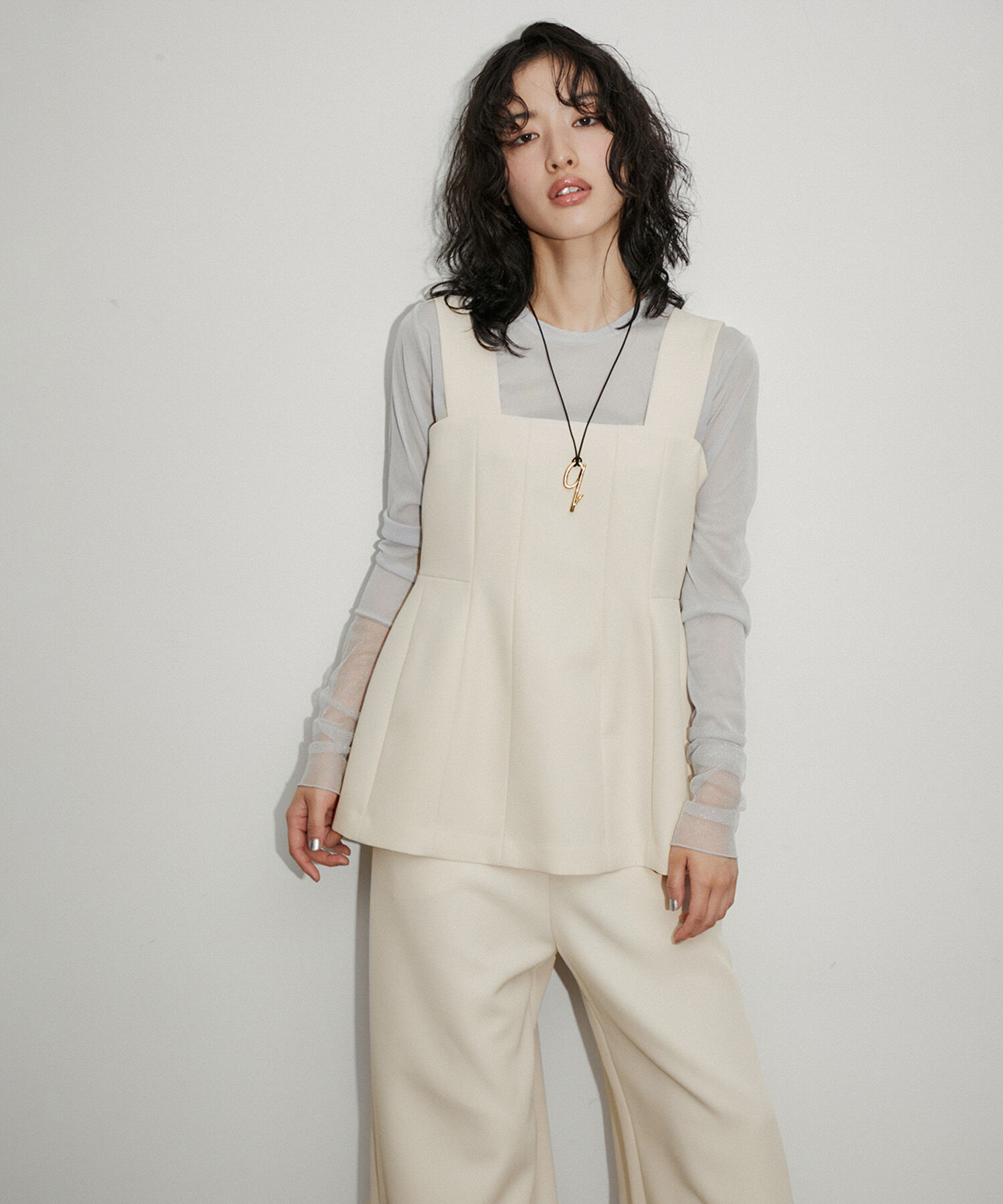 ADAM ET ROPE'「ペプラムロンパース」|オールインワン|