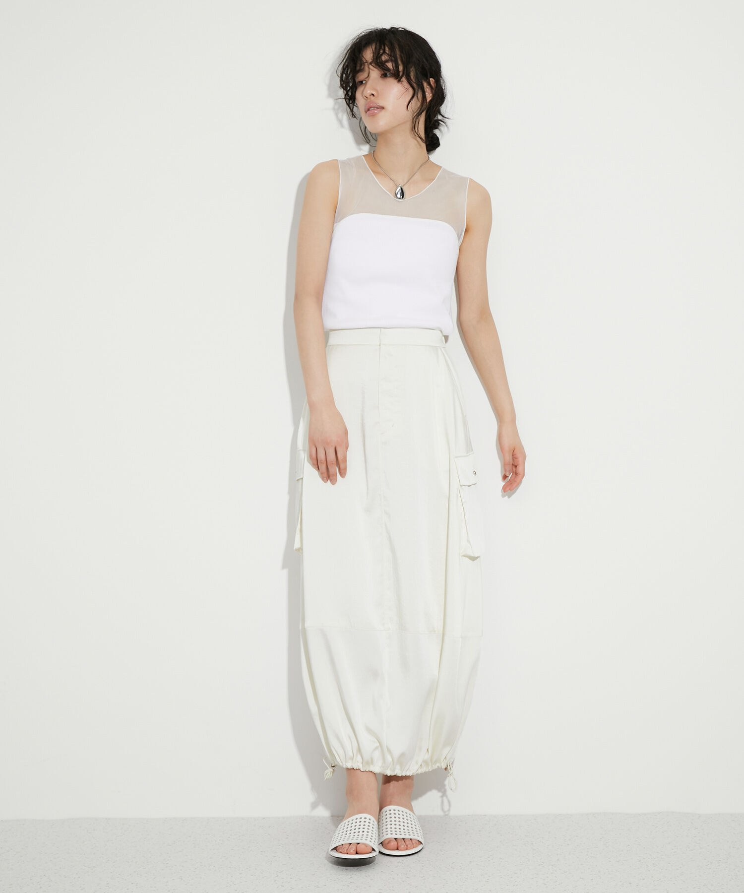 ADAM ET ROPE'「チュール切り替えタンクトップ」|タンクトップ|