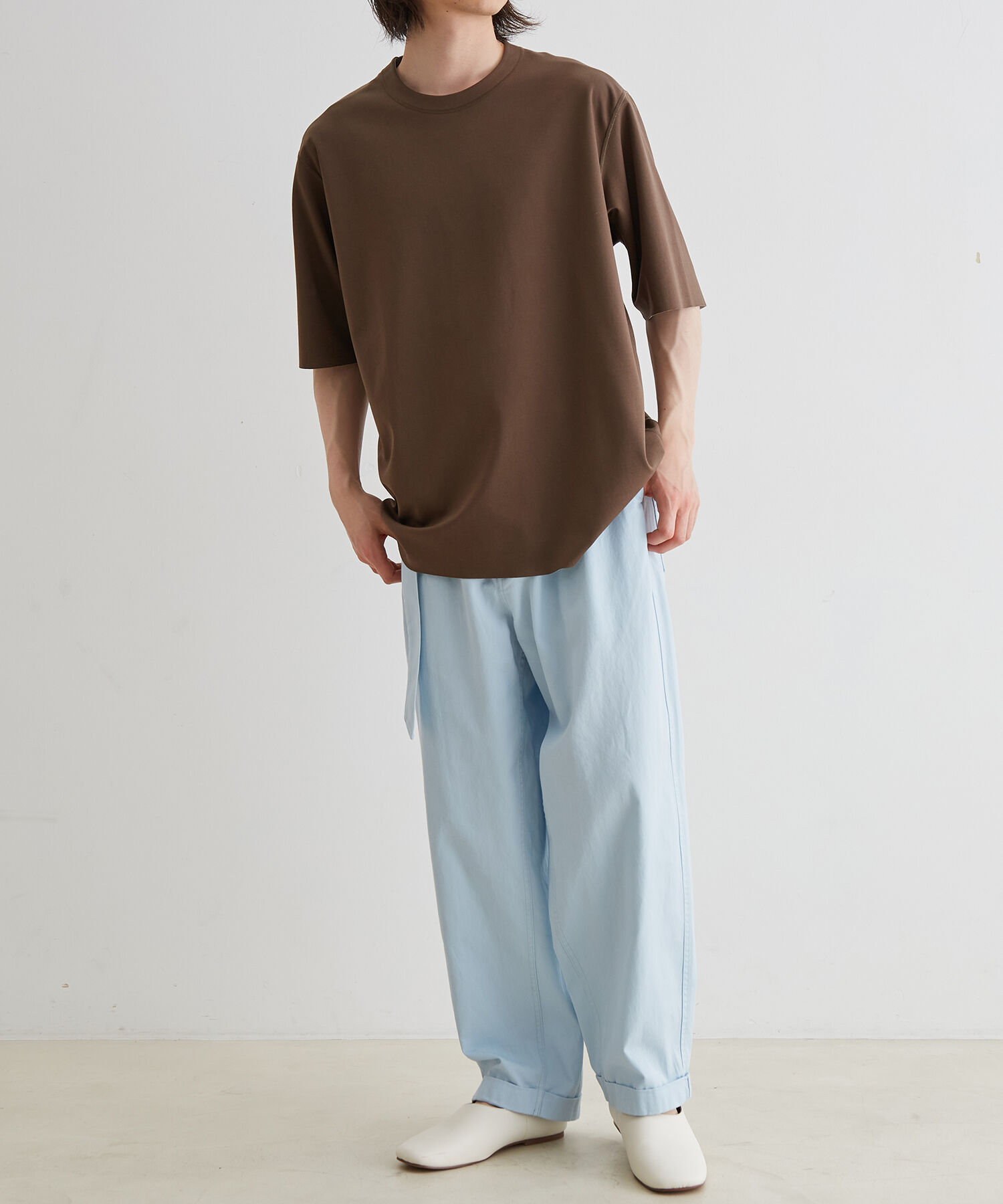 ADAM ET ROPE'「《定番》ハイゲージ シャンブレー リバーシブル Tシャツ」|Tシャツ・カットソー|