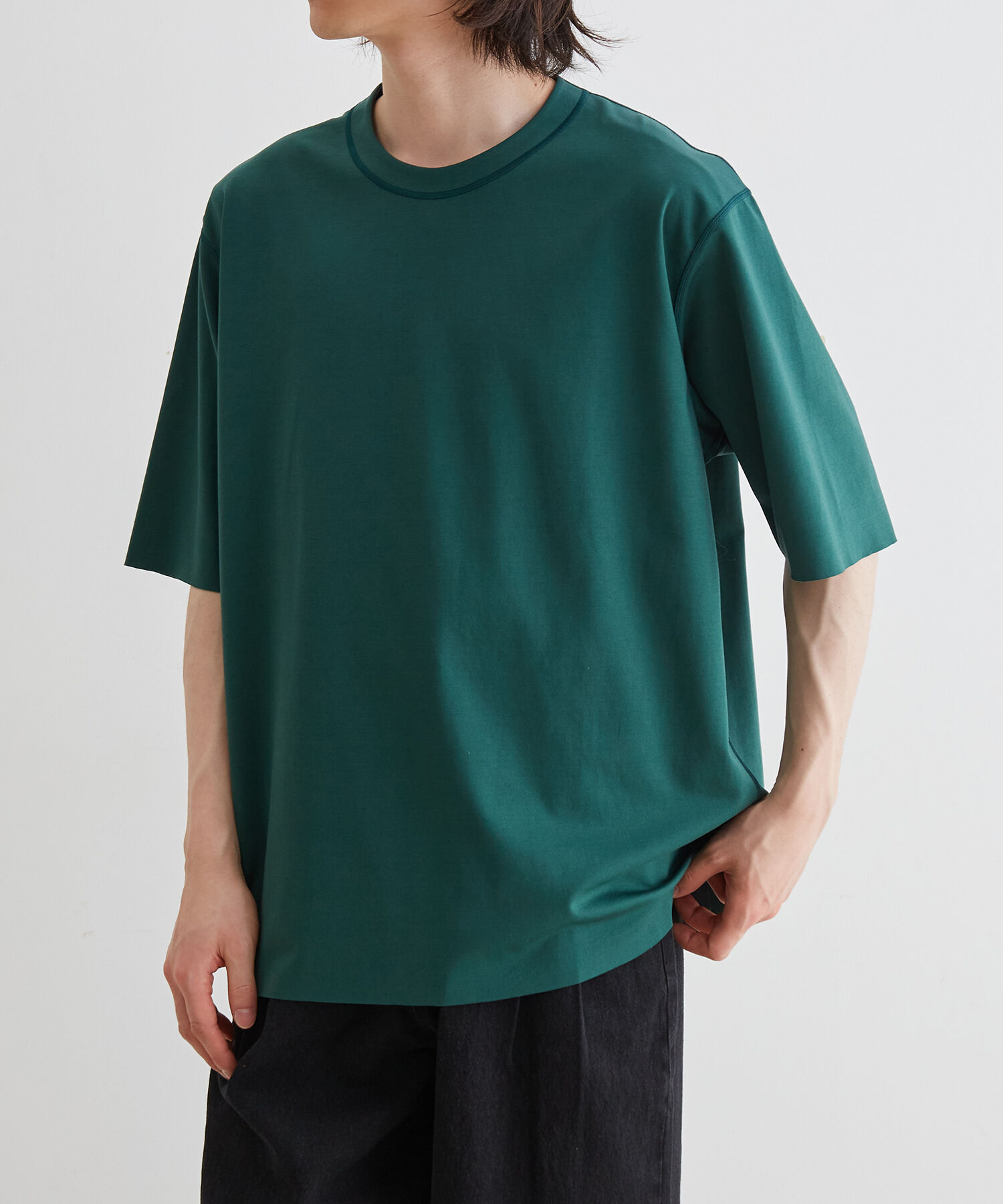 ADAM ET ROPE'「《定番》ハイゲージ シャンブレー リバーシブル Tシャツ」|Tシャツ・カットソー|