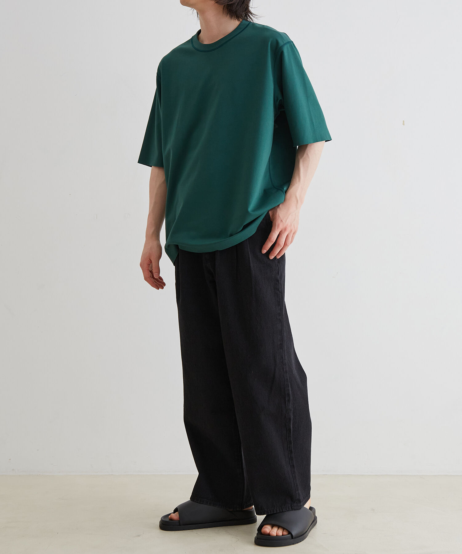 ADAM ET ROPE'「《定番》ハイゲージ シャンブレー リバーシブル Tシャツ」|Tシャツ・カットソー|