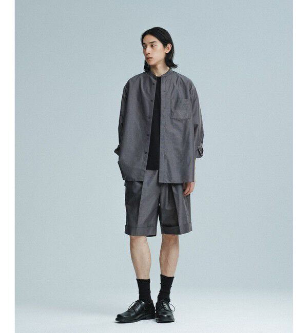 ADAM ET ROPE'「【ACT/アクト】超軽量 オーバーサイズ シアー バンドカラーシャツ / 速乾 / ストレッチ / イージーケア」|シャツ・ブラウス|