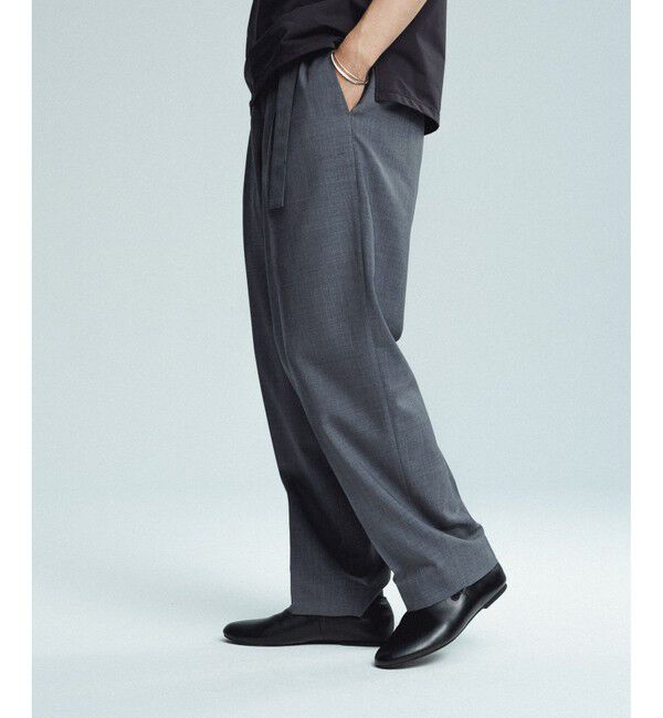 ADAM ET ROPE'「サマーウーステッド ベルテッド ワイド イージーパンツ/ セットアップ可能」|スラックス|