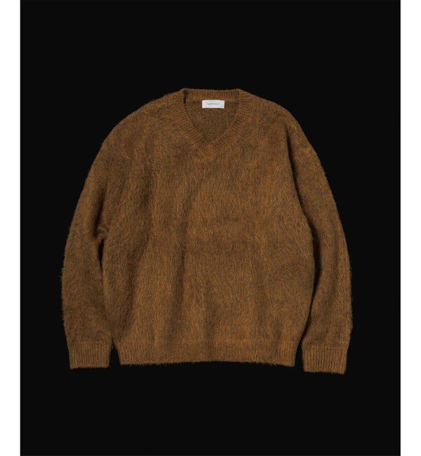ADAM ET ROPE'「モヘアミックス オーバーサイズ Vネックニット」|ニット・セーター|キャメル(25)