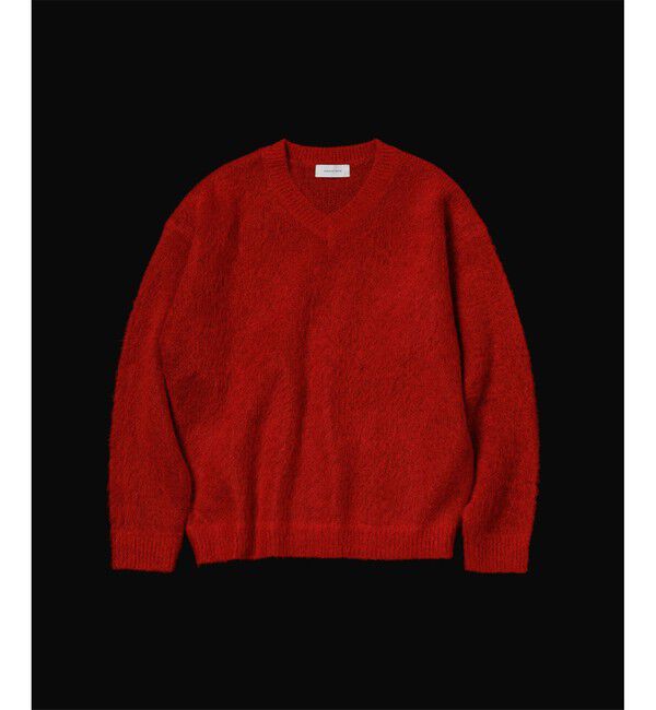 ADAM ET ROPE'「モヘアミックス オーバーサイズ Vネックニット」|ニット・セーター|レッド(60)