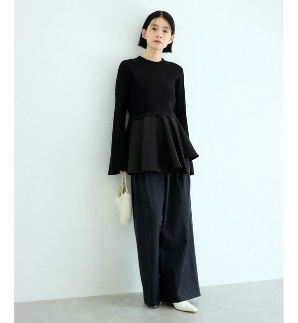 ADAM ET ROPE'「【サステナブル】・【定番人気】ペプラムコンビニットプルオーバー」|Tシャツ・カットソー|