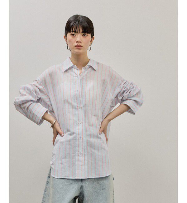 ADAM ET ROPE'「FAbRICA ストライプマルチwayシャツ」|シャツ・ブラウス|ターコイズ(49)