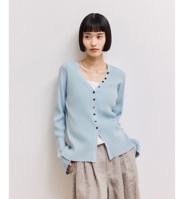 ADAM ET ROPE'「【WEB限定】2WAYリブカーディガン」|カーディガン|サックス(48)
