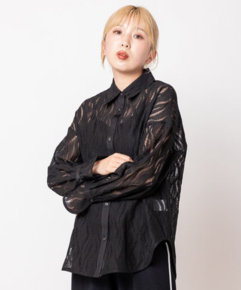  「レースブラウス」|シャツ・ブラウス|BLACK