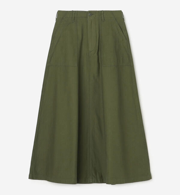  「orSlow | バックサテン ファティーグスカート WOMEN」|スカート|OLIVE