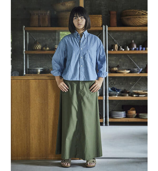  「orSlow | バックサテン ファティーグスカート WOMEN」|スカート|