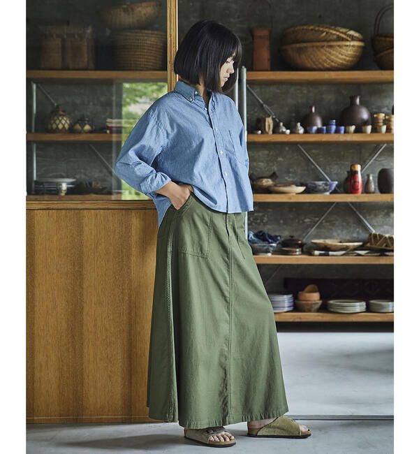  「orSlow | バックサテン ファティーグスカート WOMEN」|スカート|
