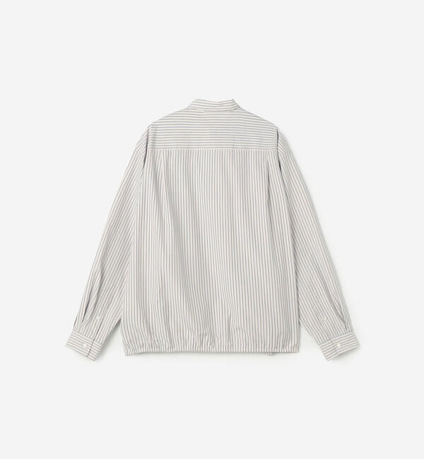 GYMPHLEX「Gymphlex | コットンポプリン ストライプ 長袖ギャザーシャツ MEN」|シャツ・ブラウス|