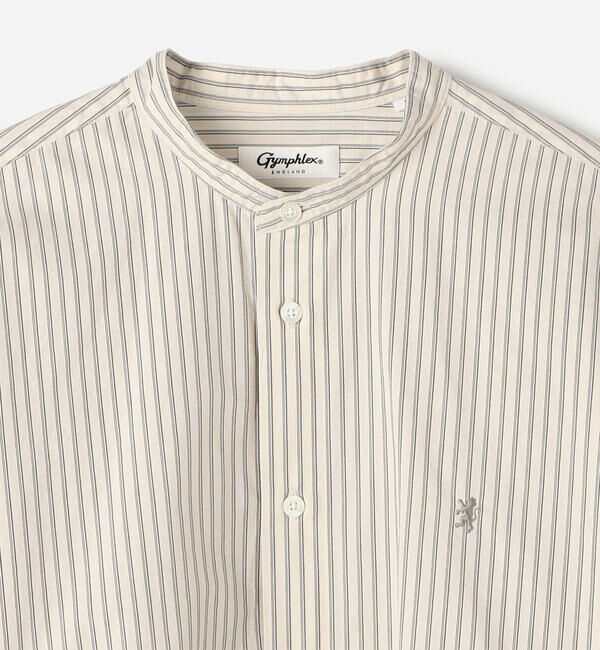 GYMPHLEX「Gymphlex | タイプライター バンドカラー 長袖シャツ STRIPE MEN」|シャツ・ブラウス|