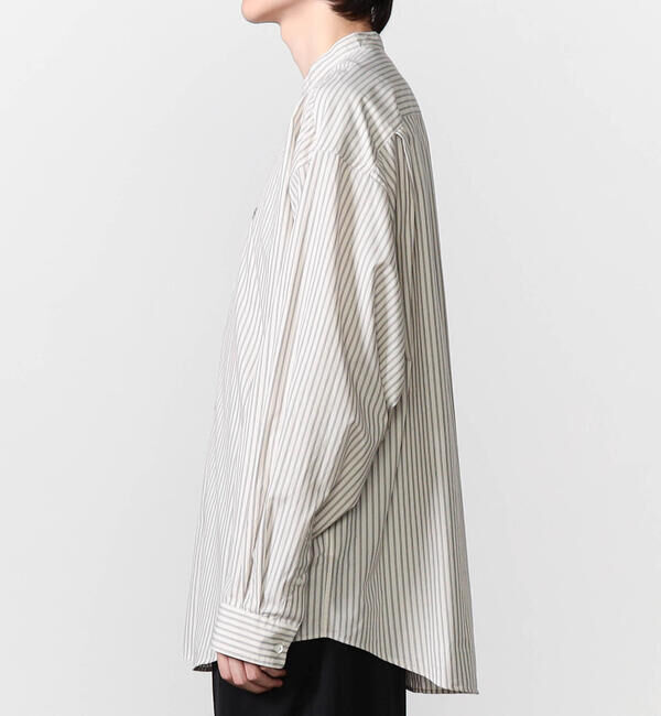 GYMPHLEX「Gymphlex | タイプライター バンドカラー 長袖シャツ STRIPE MEN」|シャツ・ブラウス|