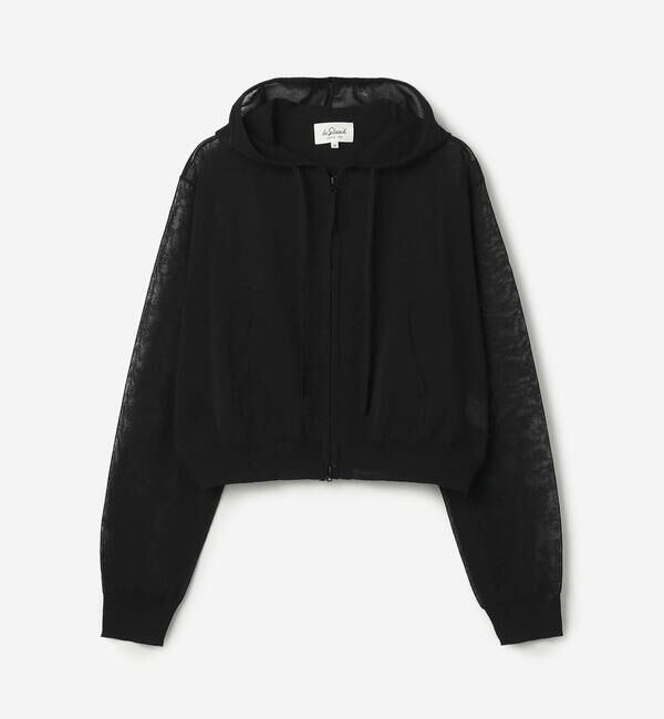 LE GLAZIK「LE GLAZIK | シアーニット ジップパーカー WOMEN」|ニット・セーター|BLACK