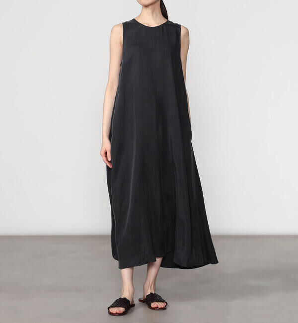 LE GLAZIK「LE GLAZIK | キュプラ ノースリーブワンピース WOMEN」|ワンピース|CHARCOAL