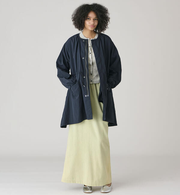 LE GLAZIK「LE GLAZIK | ナイロン ノーカラーコート WOMEN」|トレンチコート|BLACK