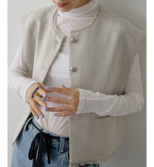 THE PAUSE「【THE PAUSE】ツイードショートジレ」|ベスト・ジレ|