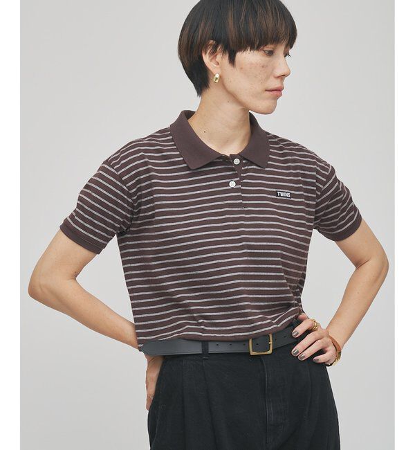 GEMINI「【GEMINI】ボーダーポロカットソー」|Tシャツ・カットソー|ブラウン