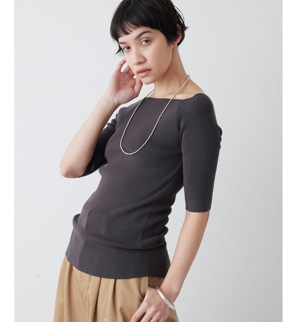 THE PAUSE「【THE PAUSE】オフショルハーフスリーブプルオーバー」|ニット・セーター|