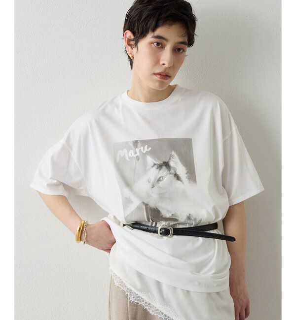 THE PAUSE「【THE PAUSE】CATフォトTシャツ」|Tシャツ・カットソー|オフホワイト