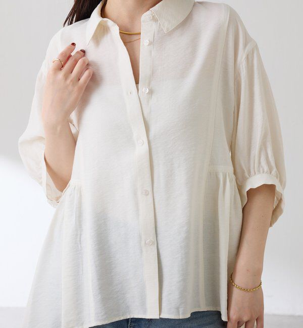  「切替フレアシアーシャツ」|シャツ・ブラウス|オフホワイト