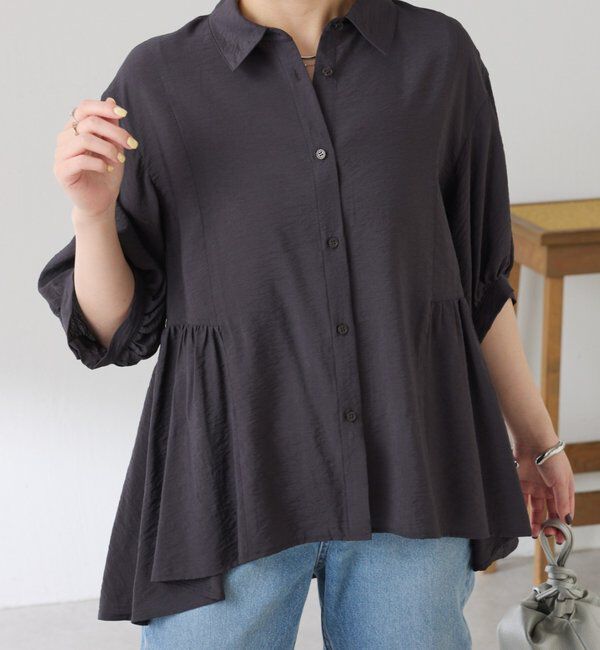  「切替フレアシアーシャツ」|シャツ・ブラウス|チャコールグレー