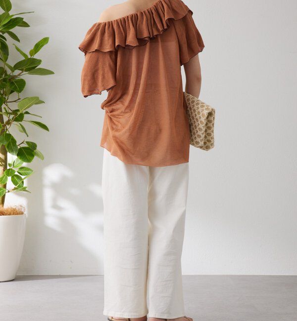  「ラッフルオフショルダーシアーニット」|ニット・セーター|