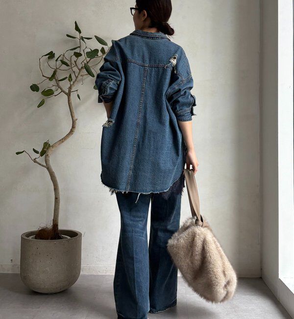  「【新色追加】ダメージデニムシャツ」|シャツ・ブラウス|