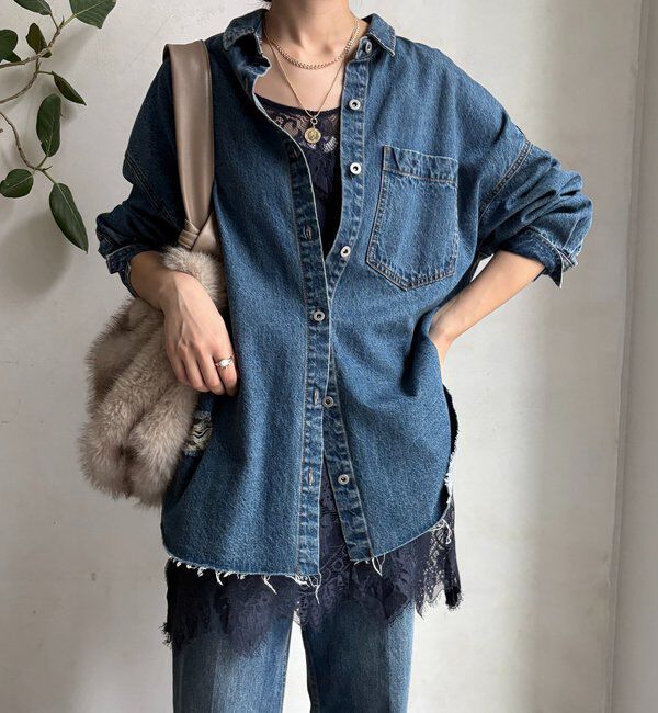  「【新色追加】ダメージデニムシャツ」|シャツ・ブラウス|