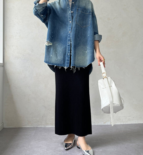  「【新色追加】ダメージデニムシャツ」|シャツ・ブラウス|