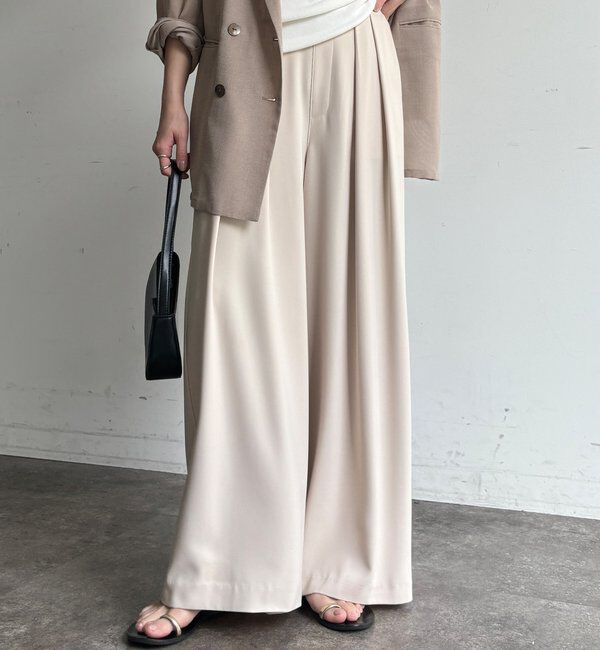  「【累計販売数3万枚突破/21色4サイズ展開！】タックワイドパンツ」|チノ|