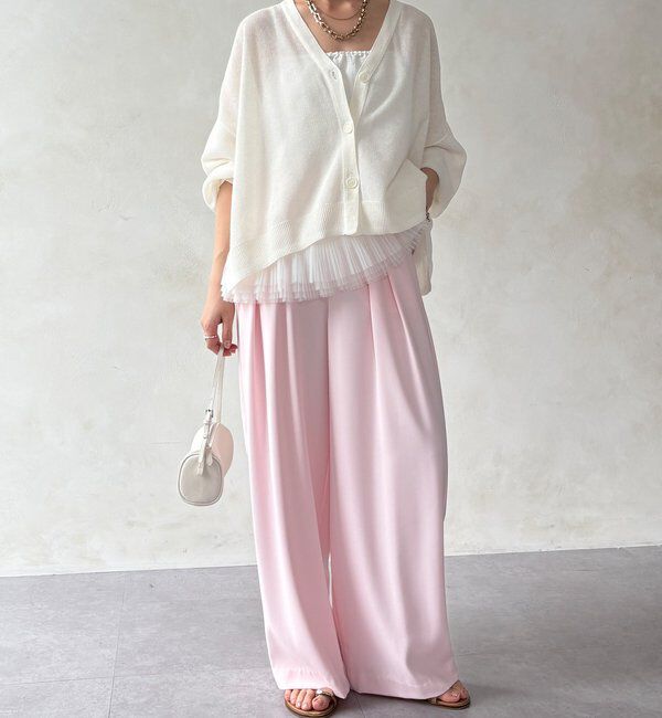  「【累計販売数3万枚突破/21色4サイズ展開！】タックワイドパンツ」|チノ|