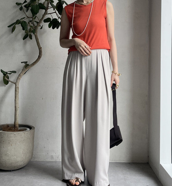  「【累計販売数3万枚突破/21色4サイズ展開！】タックワイドパンツ」|チノ|