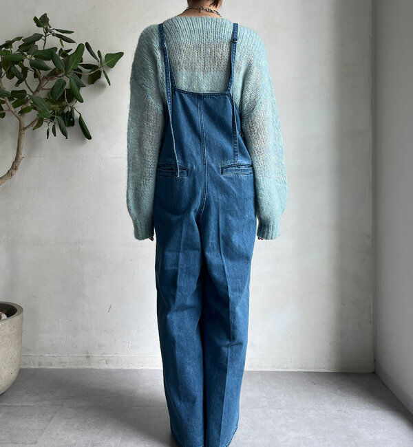  「細紐デニムフロントジップサロペット」|ワンピース|