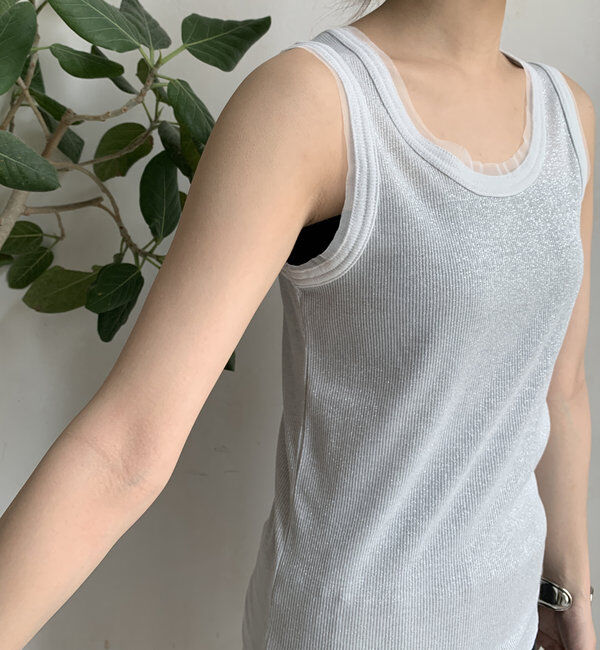  「ラメリブチュールタンク」|Tシャツ・カットソー|