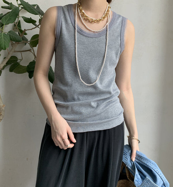  「ラメリブチュールタンク」|Tシャツ・カットソー|