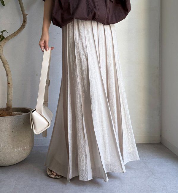  「シアーパネルプリーツスカート」|スカート|グレージュ