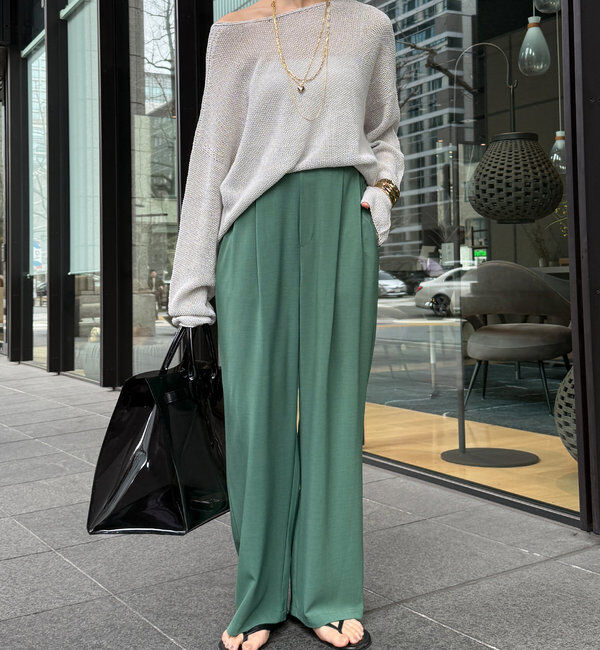  「接触冷感ワイドパンツ」|チノ|