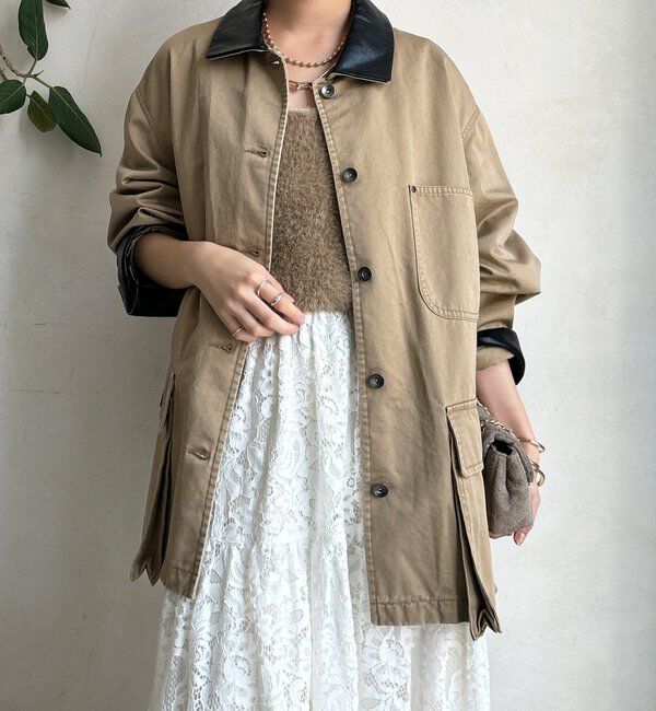  「レザーカラーカバーオールジャケット」|ブルゾン・スタジャン|