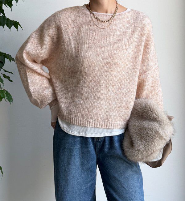  「モヘヤメランジプルオーバー」|ニット・セーター|ベージュ