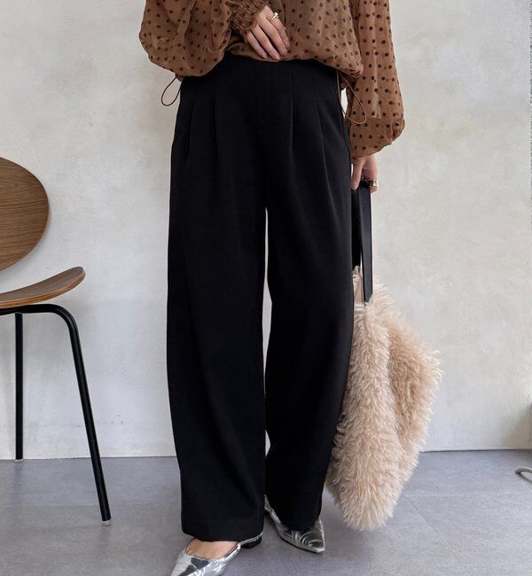  「裏起毛ボンディングパンツ」|チノ|ブラック