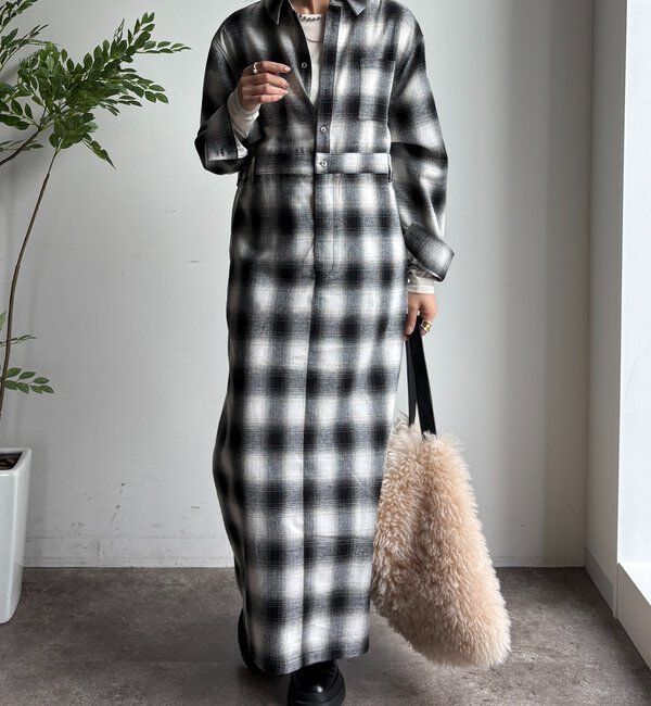  「オンブレチェックワンピース」|ワンピース|