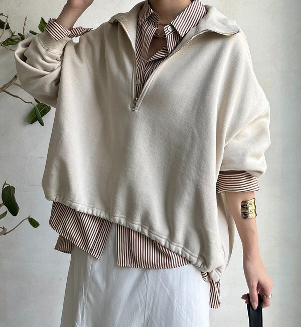  「裏起毛ドロストハーフジッププルオーバー」|Tシャツ・カットソー|