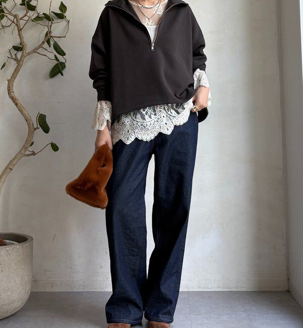  「裏起毛ドロストハーフジッププルオーバー」|Tシャツ・カットソー|