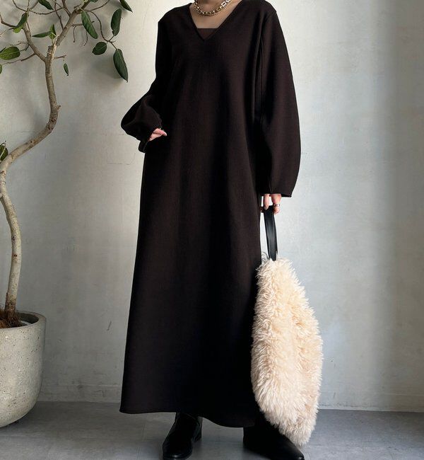  「【前後2WAY】裏起毛袖ボリュームワンピース」|ワンピース|