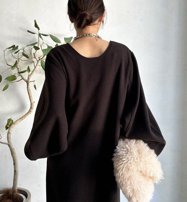  「【前後2WAY】裏起毛袖ボリュームワンピース」|ワンピース|