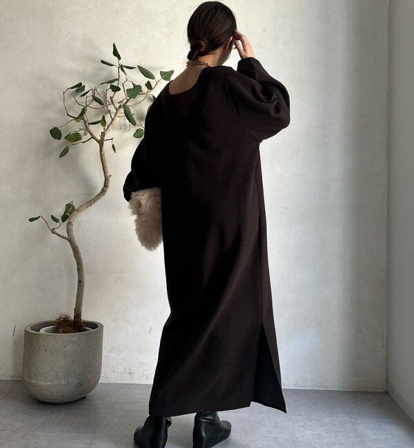  「【前後2WAY】裏起毛袖ボリュームワンピース」|ワンピース|